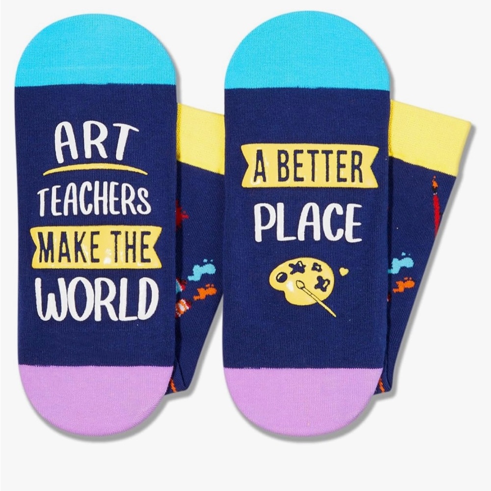 Art teacher appreciation socks NEW IN GIFT BOX